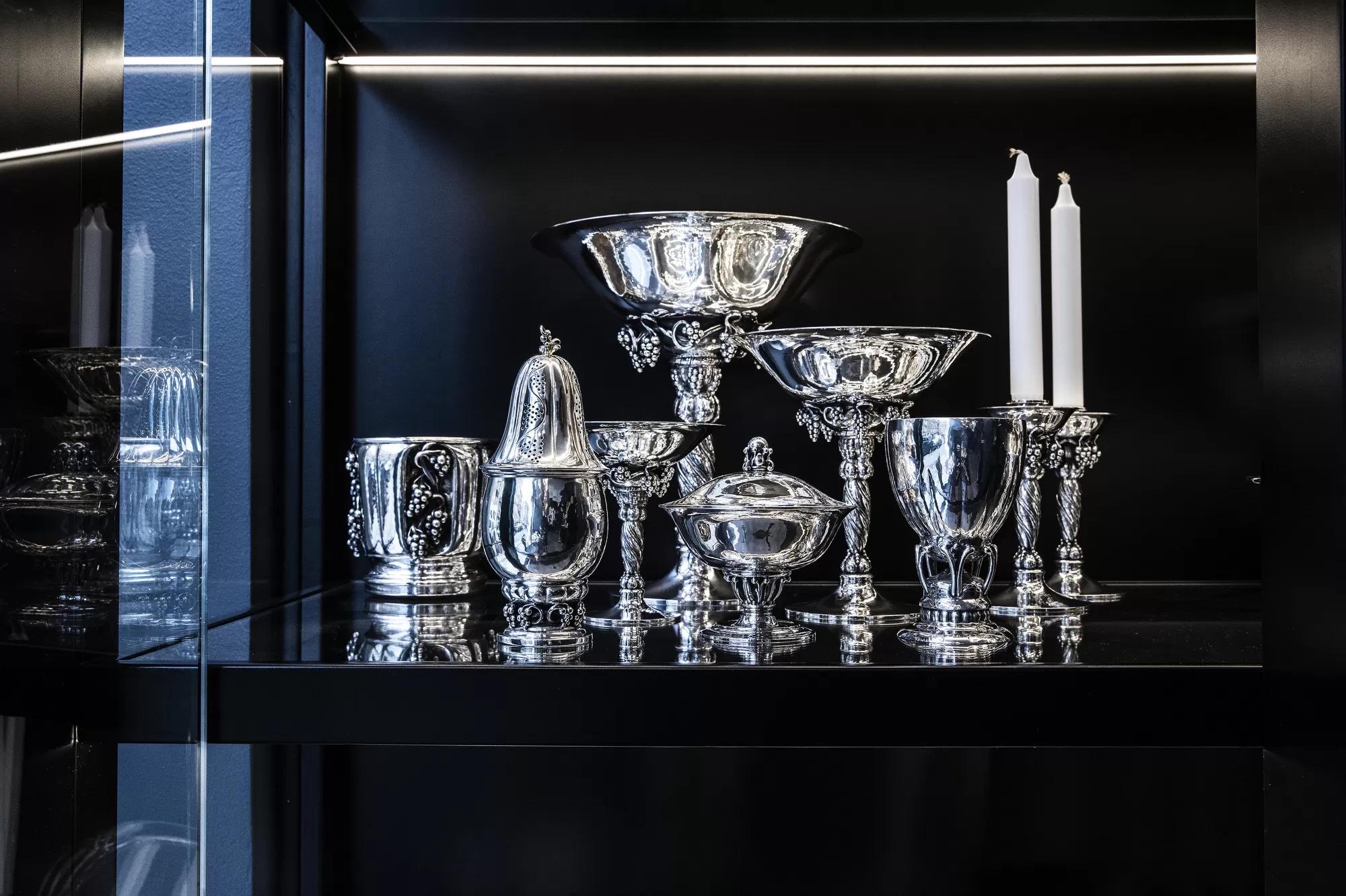 Art Nouveau Georg Jensen Candelieri d'uva in argento sterling 263A in vendita