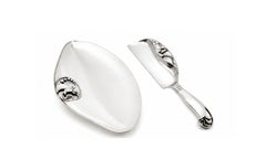 Rare Georg Jensen Pea Pod Sterling Silver Crumber & Tray, 1924