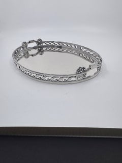 Bandeja poco común de plata de ley de Georg Jensen, n.º 377B, diseñada por Johan Rohde, 1918