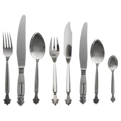 Georg Jensen Acanthus Sterling Silverware For Twelve