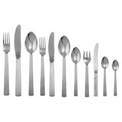 Georg Jensen Bernadotte Sterling Silverware Service for 12