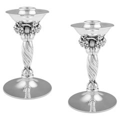 Georg Jensen Sterling Silver Grape Candlesticks 263A
