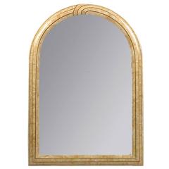 Maitland Smith Rouge Marble and Inlaid Brass Arched Top Mirror