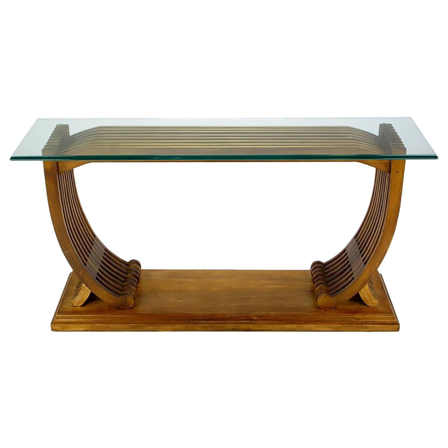 Studio Crafted Teak and Glass Shipwright Console Table