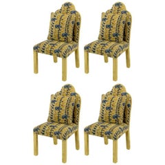 Vintage Four Art Deco Revival Fully Upholstered Dining Chairs