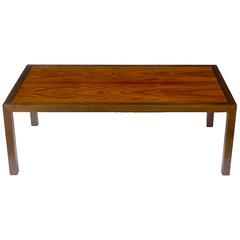 Table basse à pieds Parsons en noyer et bois de rose Edward Wormley pour Dunbar