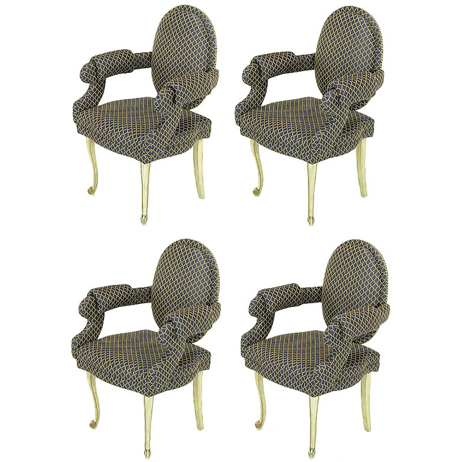 Four Louis Modern Custom Dining Armchairs For Sale