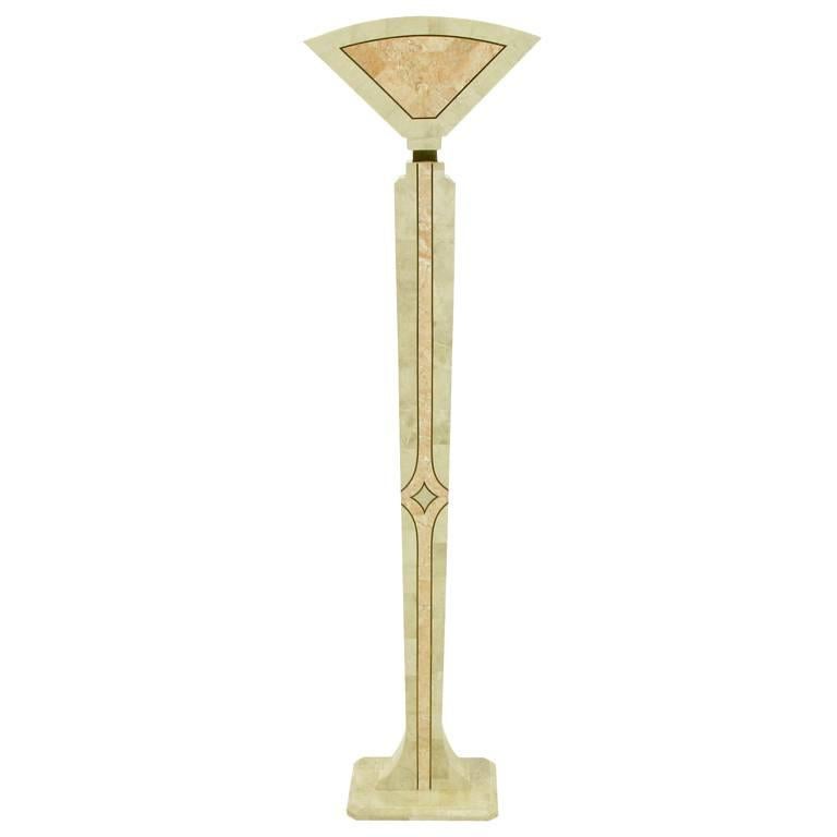 Tessellated Fossil Stone Floor Lamp by Robert Marcius for Casa Bique For Sale