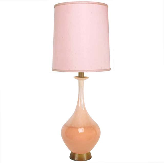 Pair Tangerine Drip Glaze Ceramic and Brass Table Lamps at 1stDibs