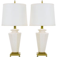 Pair of Rembrandt Lamp Company Art Deco Craquelure Glaze Table Lamps