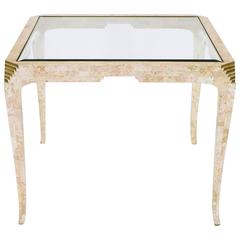 Casa Bique Tessellated Coral and Brass Game Table 7