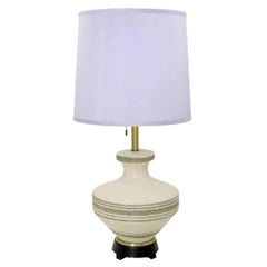 Lightolier Hand Thrown Stippled Glaze and Striped Pottery Table Lamp