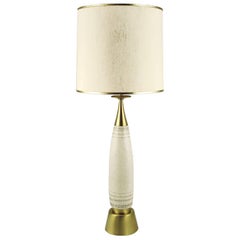 Retro Tall Rembrandt Brass and Glazed Pottery Table Lamp