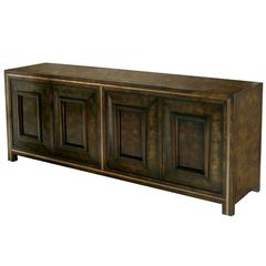 Elegant Burled Amboyna and Brass Sideboard by Mastercraft 10