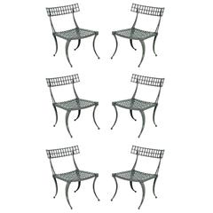 Excellent Set of Six Cast Aluminum Klismos Dining Chairs by Thinline