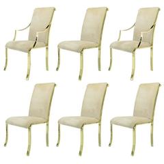 Set of Six Art Deco Revival Brass Dining Chairs by Design Institute of America