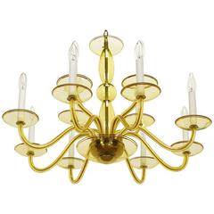 1940s Twelve-Arm Murano Deep Champagne Glass Chandelier 3
