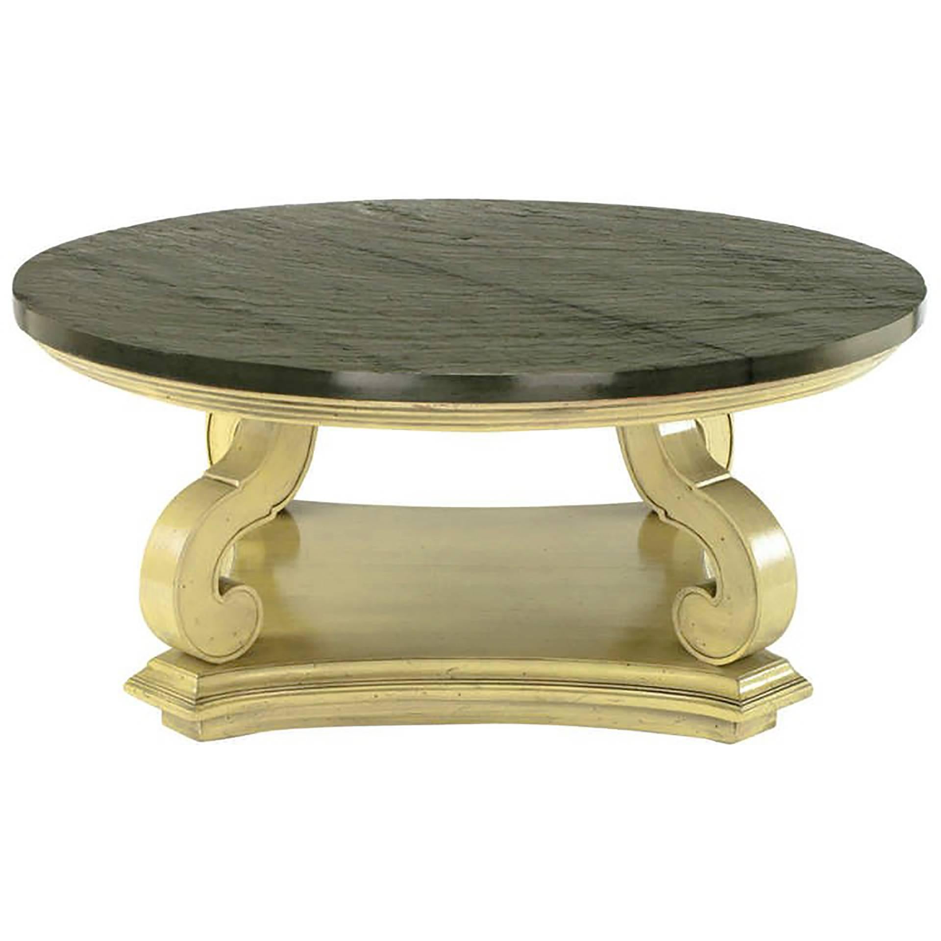 Table basse ivoire et ardoise de la collection Espana de Dorothy Draper en vente