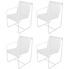 Rare Set of Four Maurizio Tempestini White Lacquer Iron Frame and Mesh Chairs 7