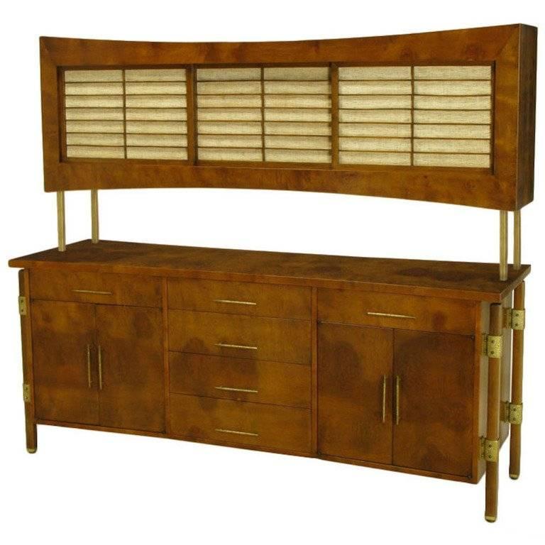 Rare Harold M. Schwartz for Romweber Burled Sideboard with Floating Cabinet