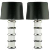 Pair of Mutual Sunset White Enamel and Chrome Table Lamps