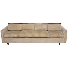 Baker Furniture Walnut & Cut Velvet Sofa with Down-Filled Cushions