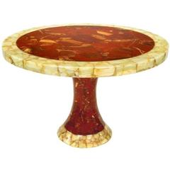 Vintage Muller of Mexico Red and Cream Onyx Pedestal Dining Table