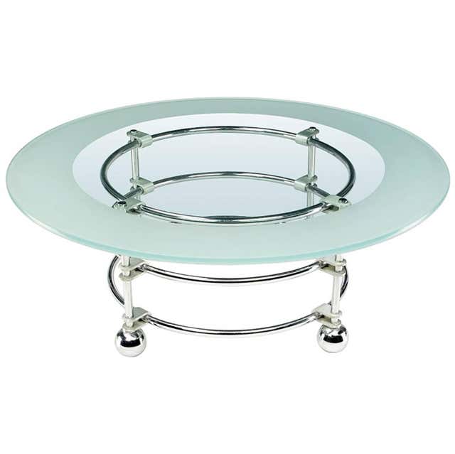 Canted Leg Chrome and Lucite Canted Leg Coffee Table after Charles Hollis Jones ...
