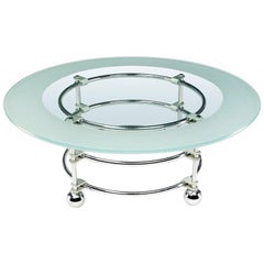 Jay Spectre Chrome, Aluminum and Glass Coffee Table