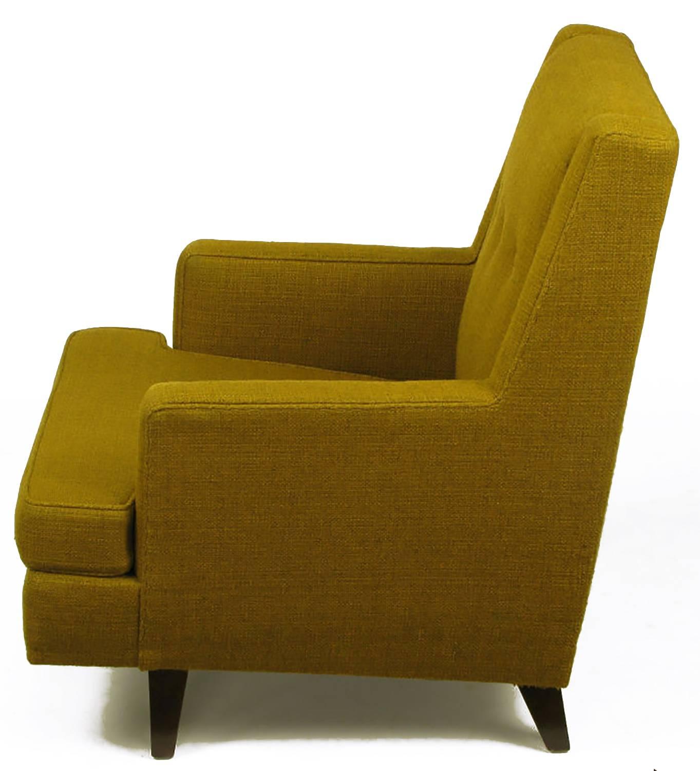 American Edward Wormley Lounge Chair in Moss Green Wool Upholstery For Sale