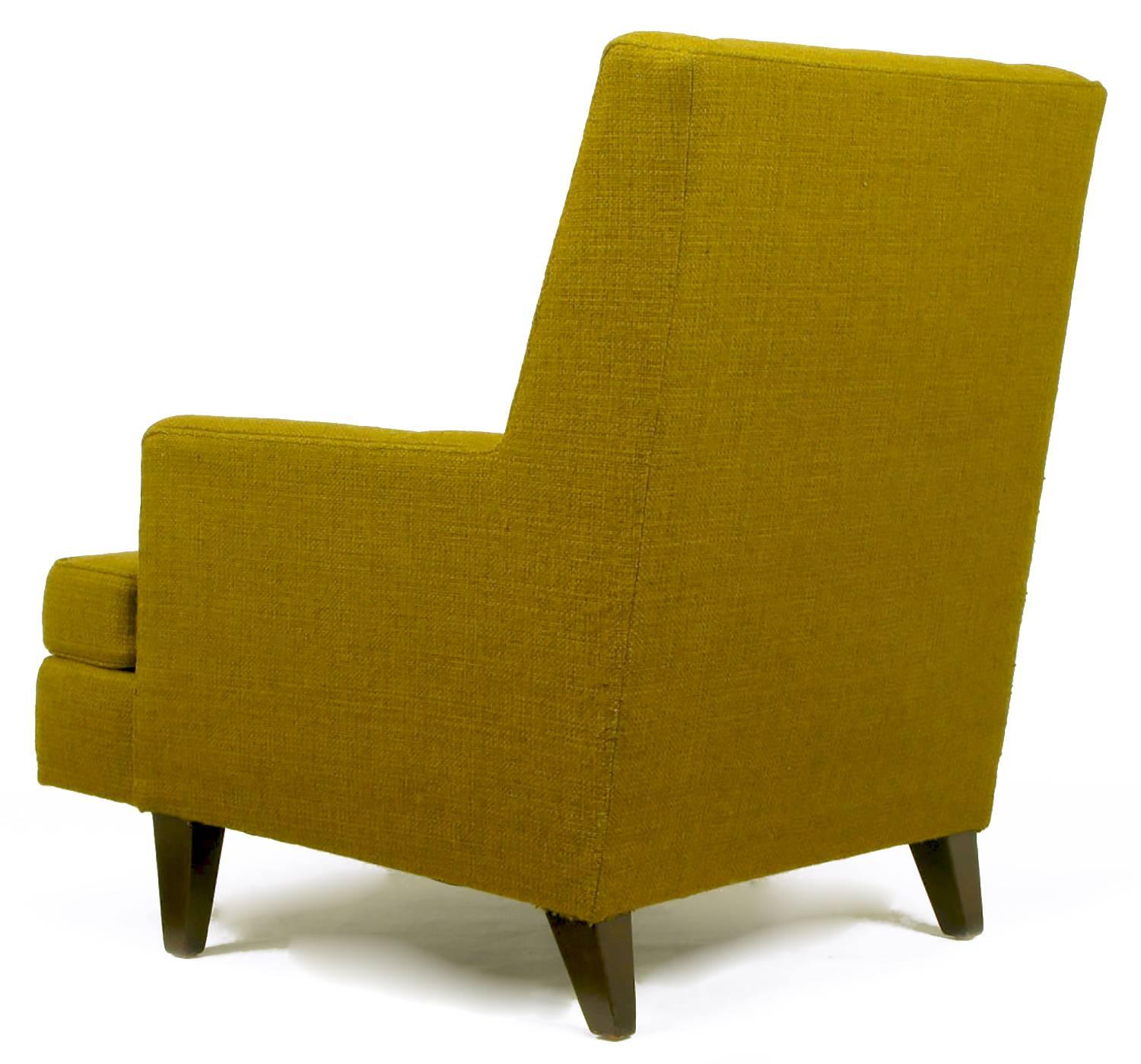 Edward Wormley Lounge Chair in Moss Green Wool Upholstery In Excellent Condition For Sale In Chicago, IL