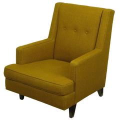 Edward Wormley Lounge Chair in Moss Green Wool Upholstery