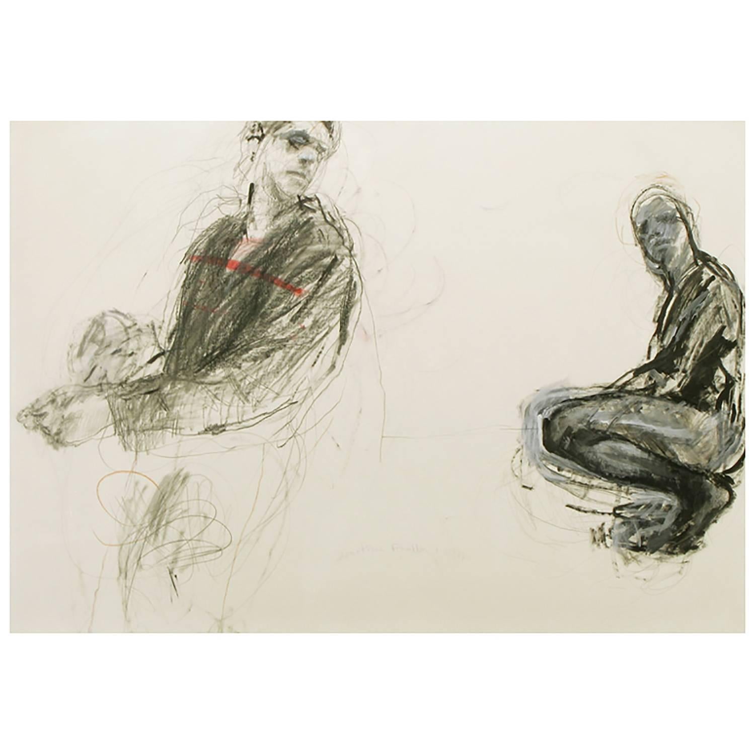 Jonathan Franklin "Whirlwind" Male Figures in Graphite and Acrylic on Paper
