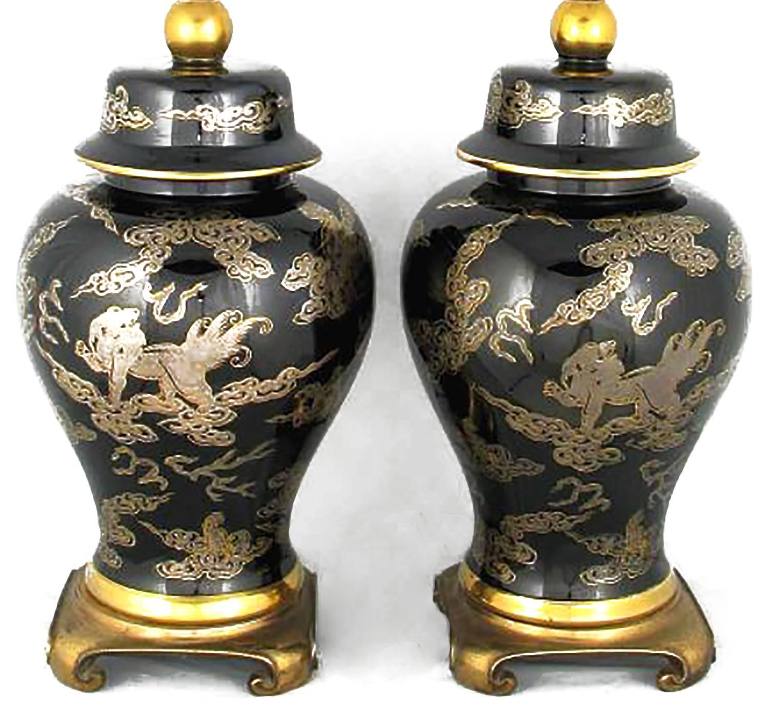 black ginger jar lamp