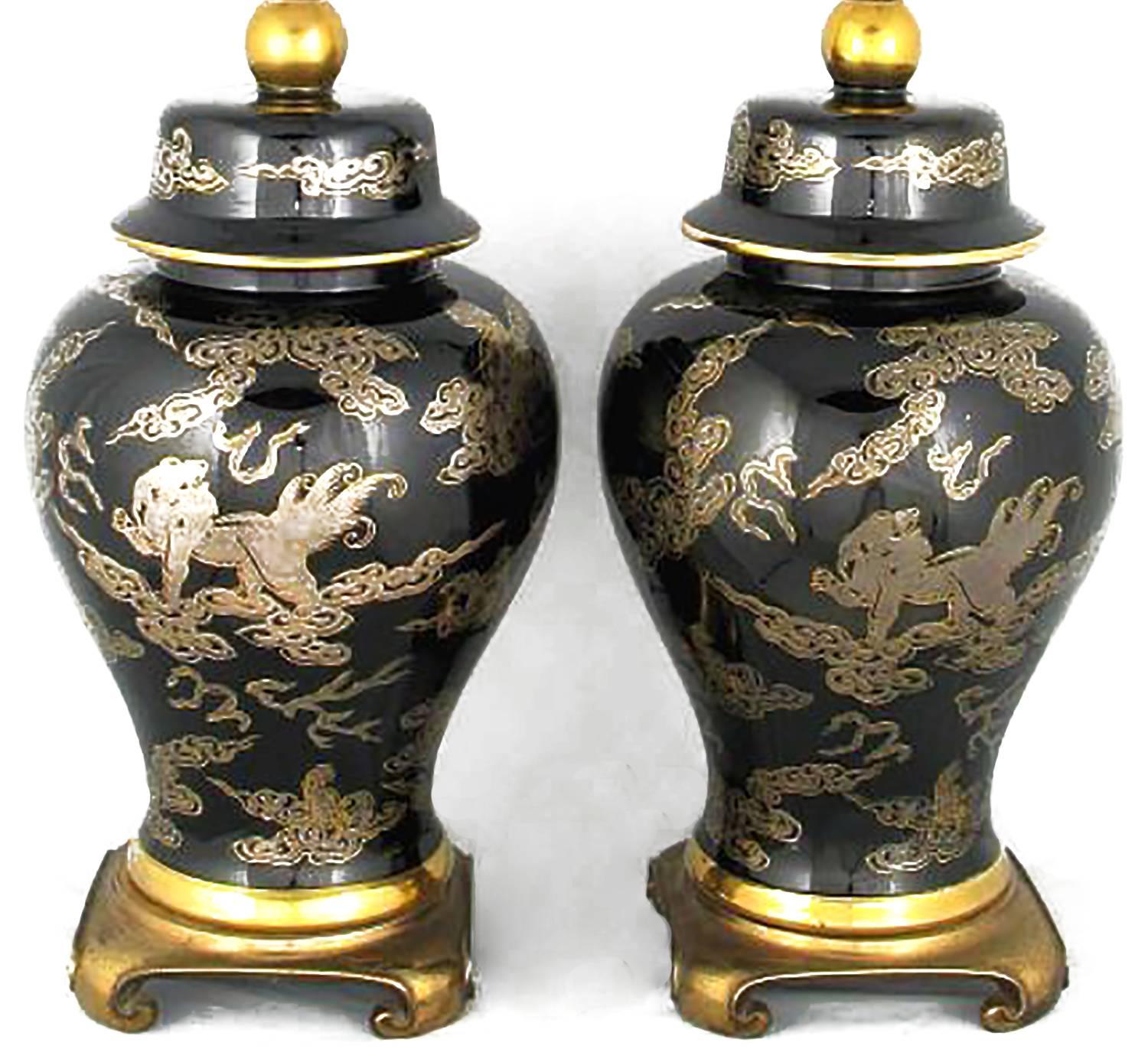 black ginger jar lamps