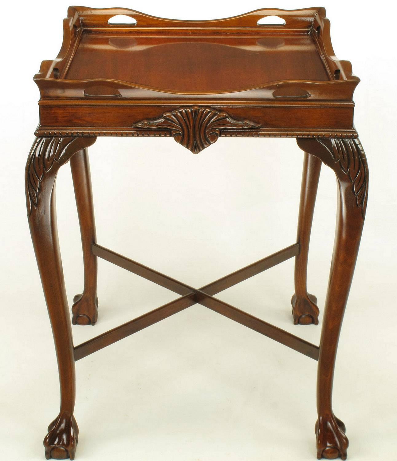 American Pair of Mahogany Ball and Claw Footed George II Style End Tables For Sale
