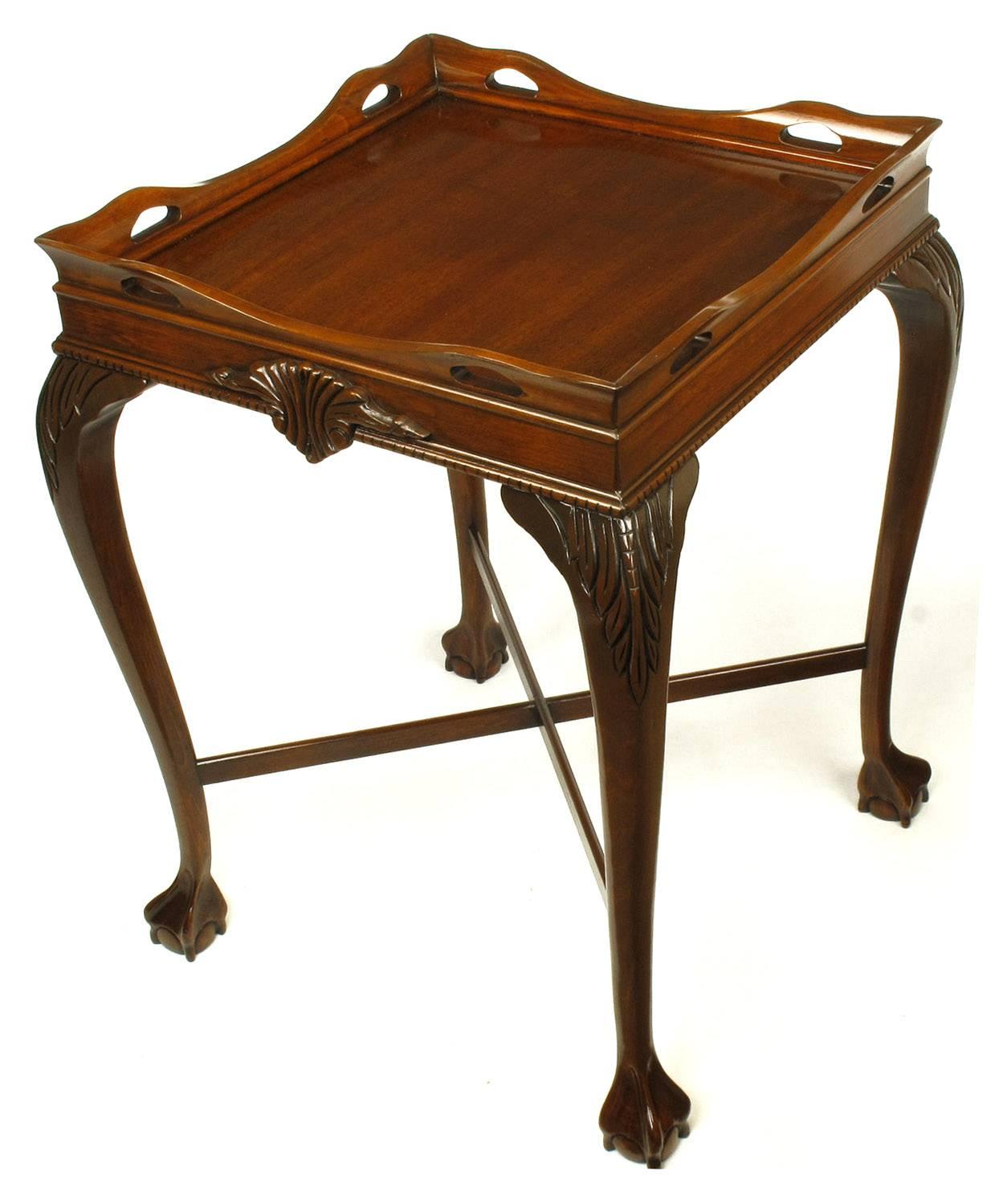 Pair of Mahogany Ball and Claw Footed George II Style End Tables In Excellent Condition For Sale In Chicago, IL