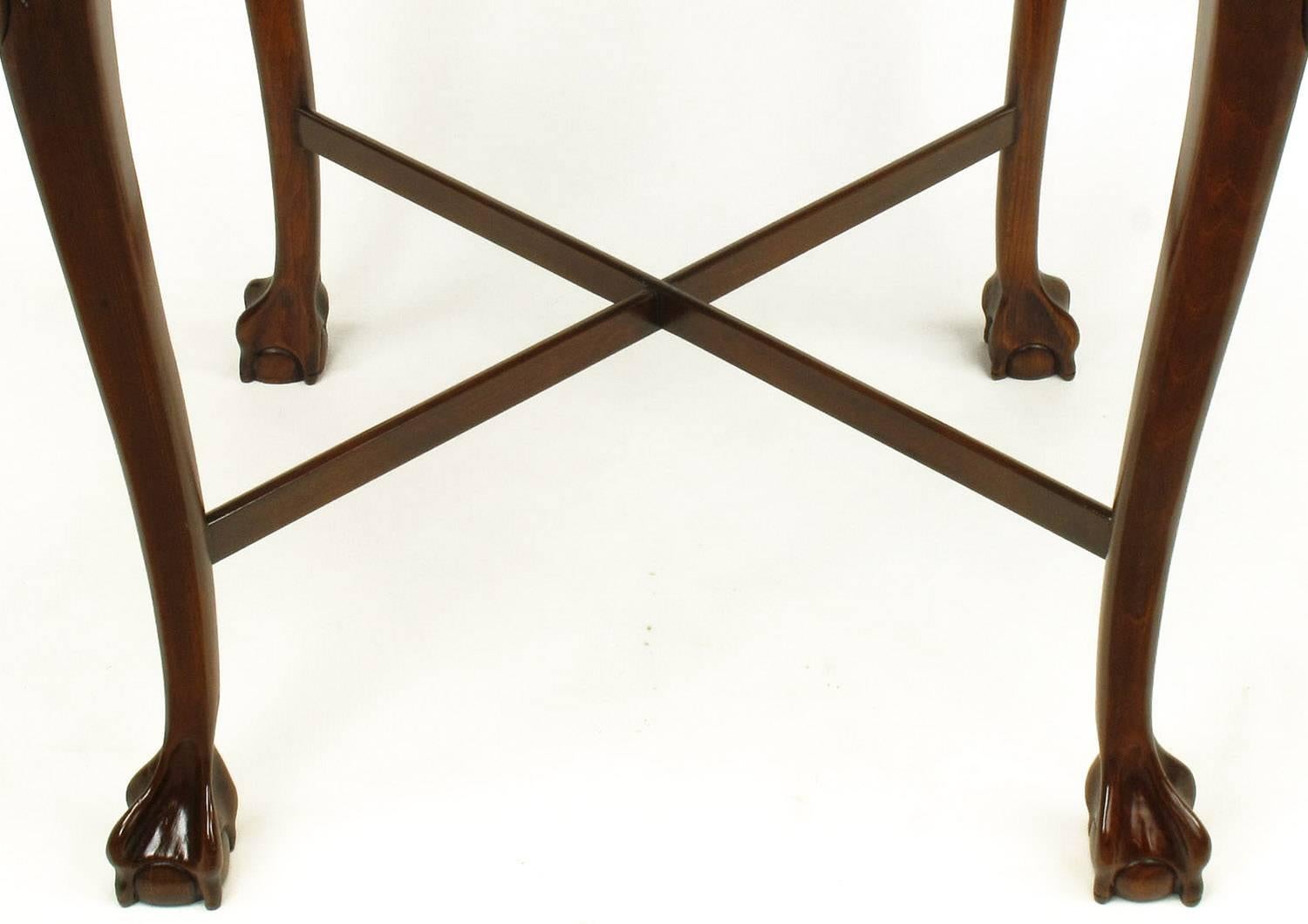 Pair of Mahogany Ball and Claw Footed George II Style End Tables For Sale 2