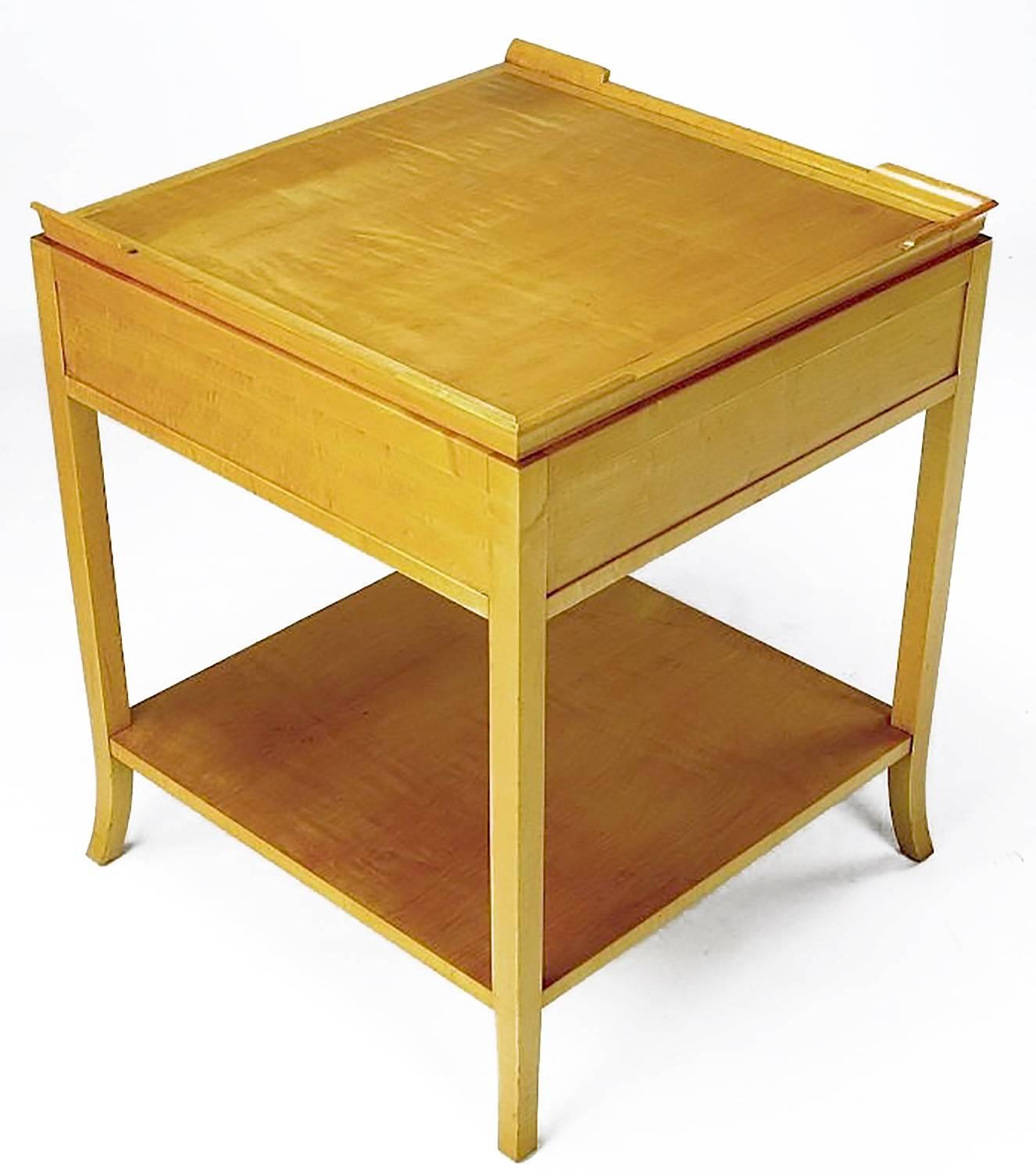 Curly Maple Nightstand in the Style of Tommi Parzinger In Excellent Condition For Sale In Chicago, IL