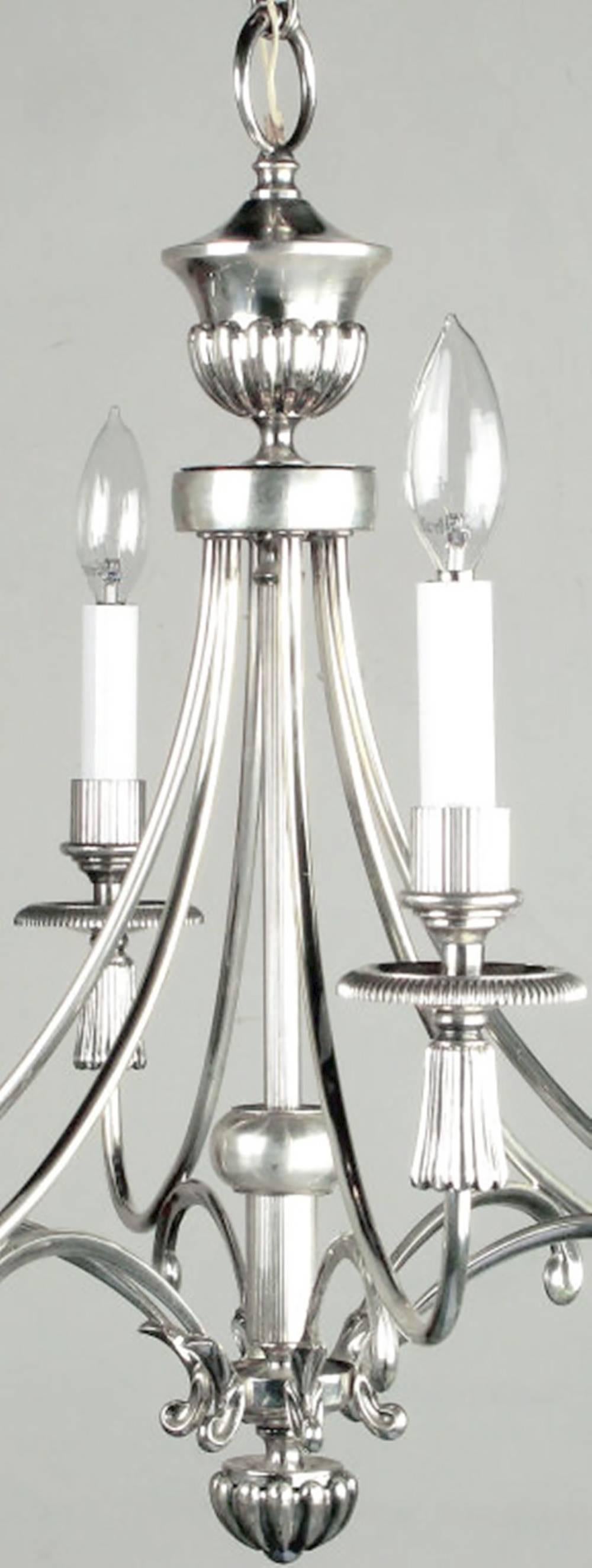 Lightolier Silver Italian Six-Arm Chandelier In Good Condition For Sale In Chicago, IL