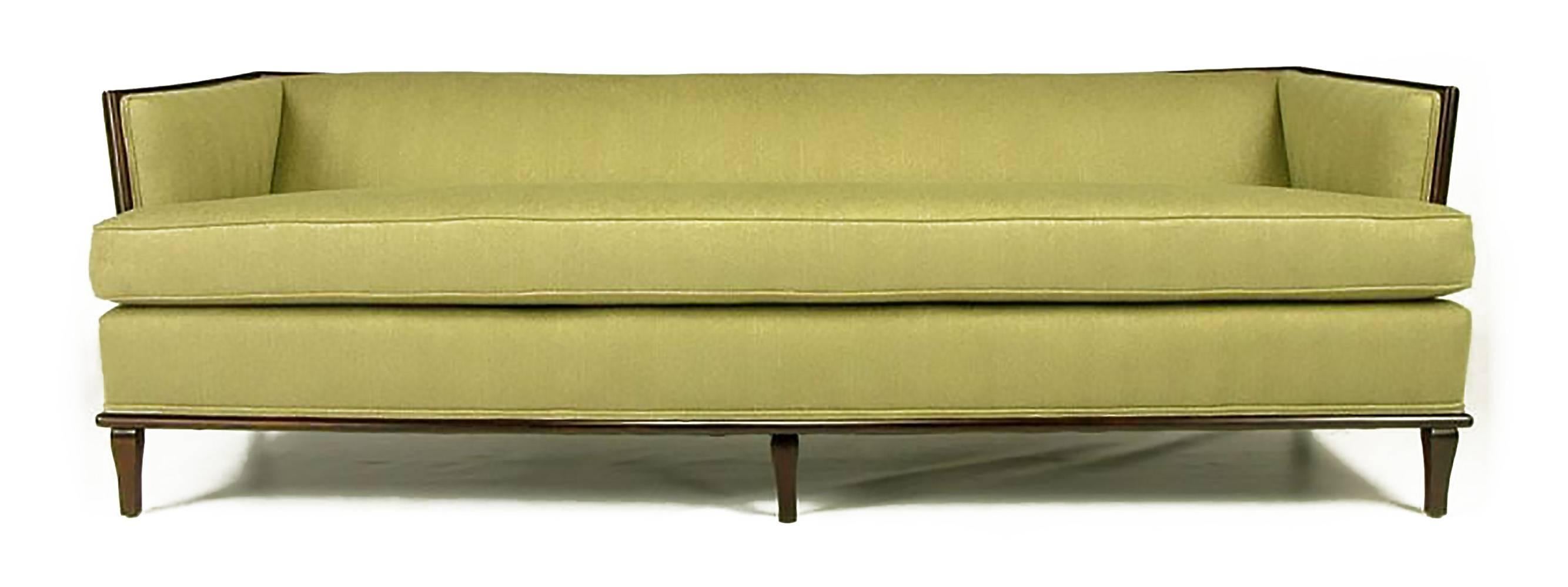 Elegantes Abendarm-Sofa aus Mahagoni mit Fischgrätenmuster (Moderne der Mitte des Jahrhunderts)