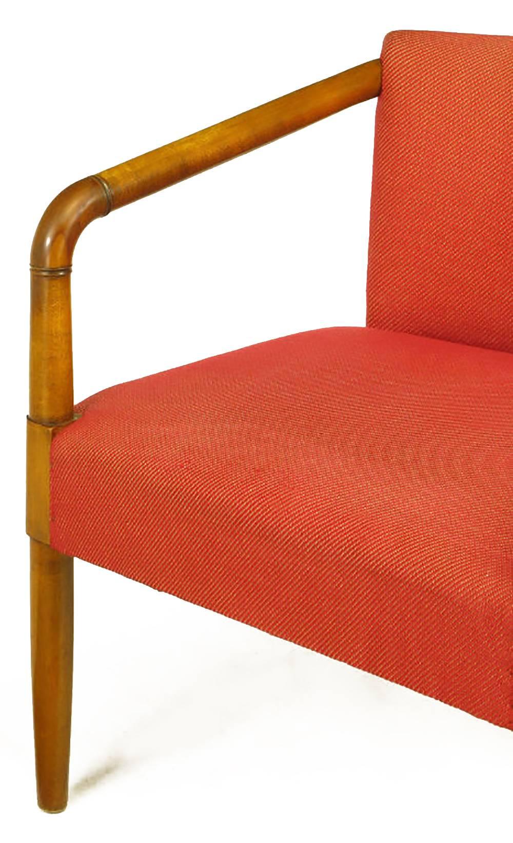 Mahogany & Crimson Upholstered Slope-Arm Desk Chair 1