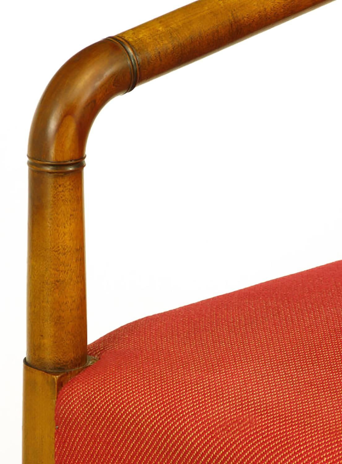 Mahogany & Crimson Upholstered Slope-Arm Desk Chair 2