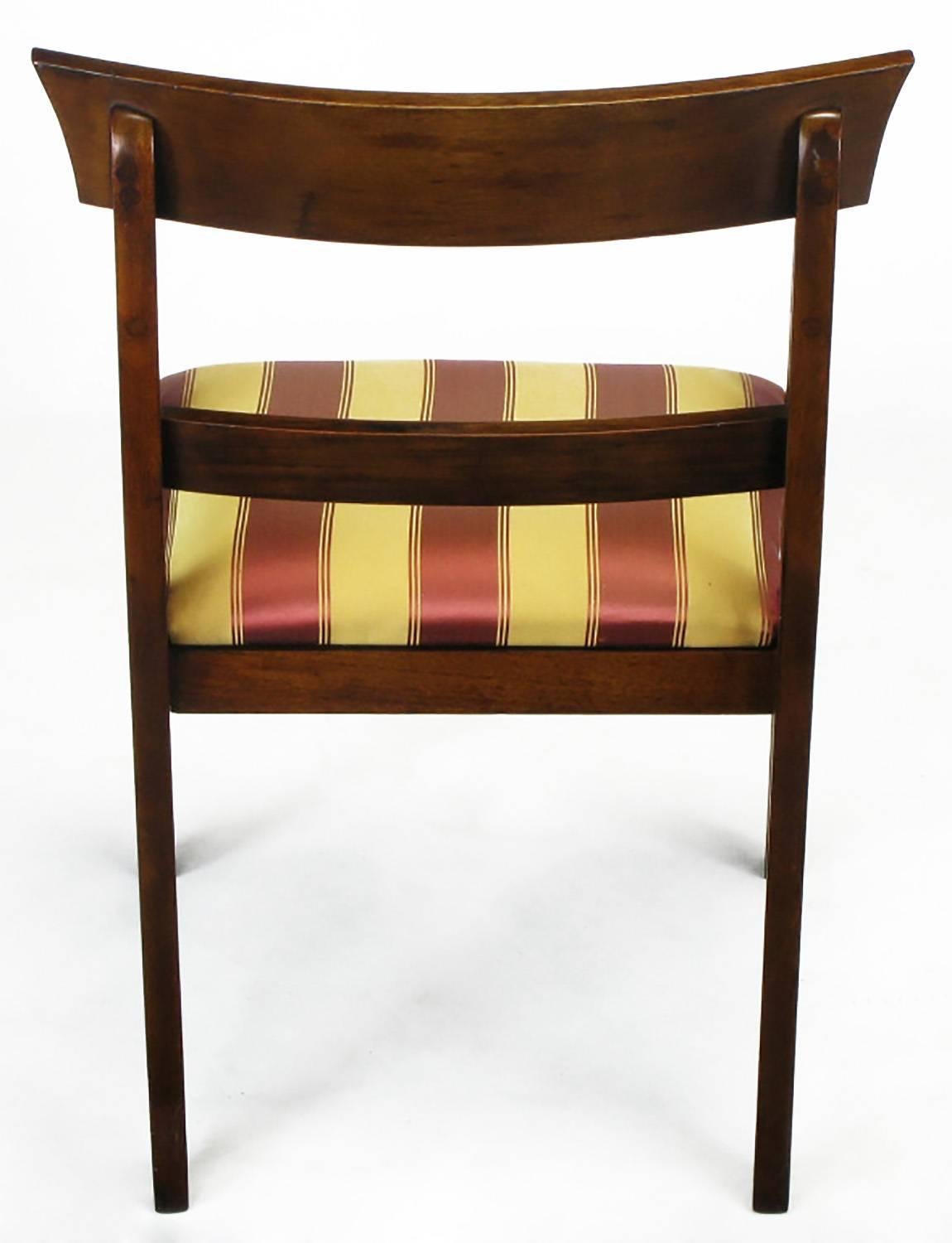 American Four Mahogany Regency Scrolled Arm Dining Chairs