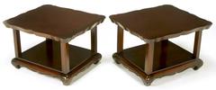 Pair of Walnut End Tables with Scalloped Edge Tops