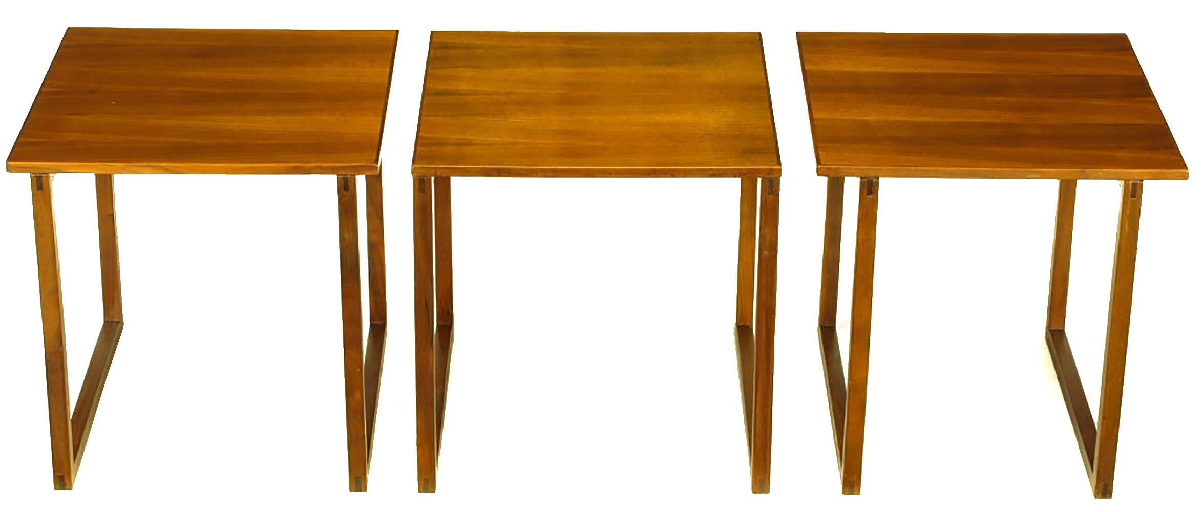 Mid-20th Century Trio of Kai Kristiansen Nesting Cube Tables in Teak