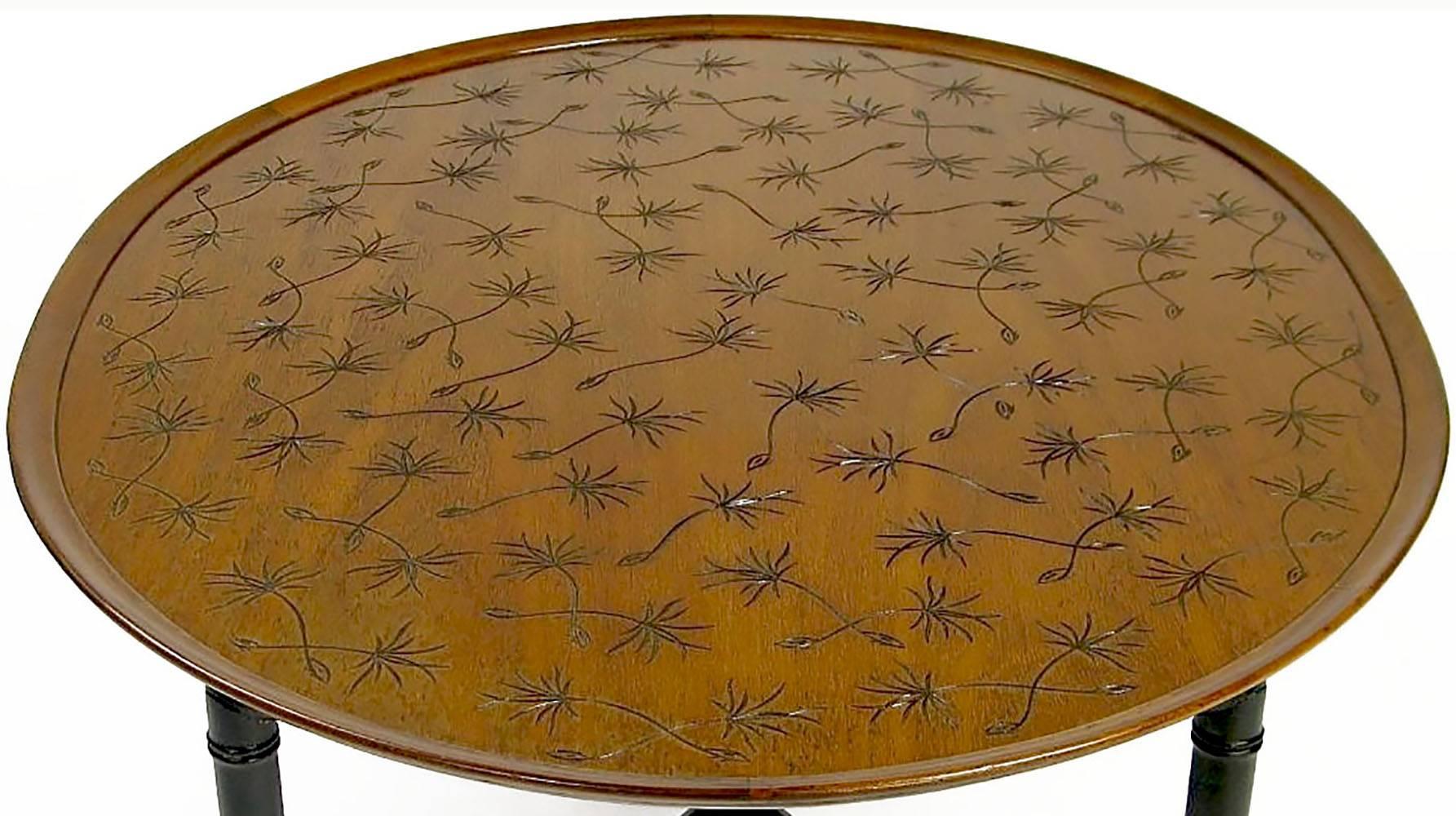 Kittinger Tray Coffee Table with Incised Thistledown Design In Excellent Condition In Chicago, IL