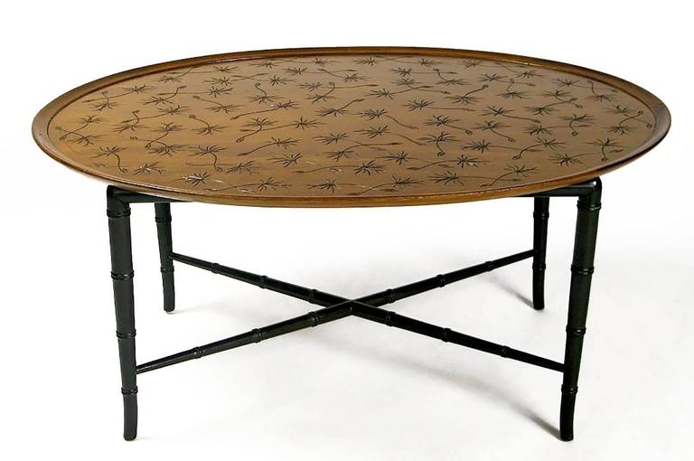 Kittinger Tray Coffee Table with Incised Thistledown Design For Sale at