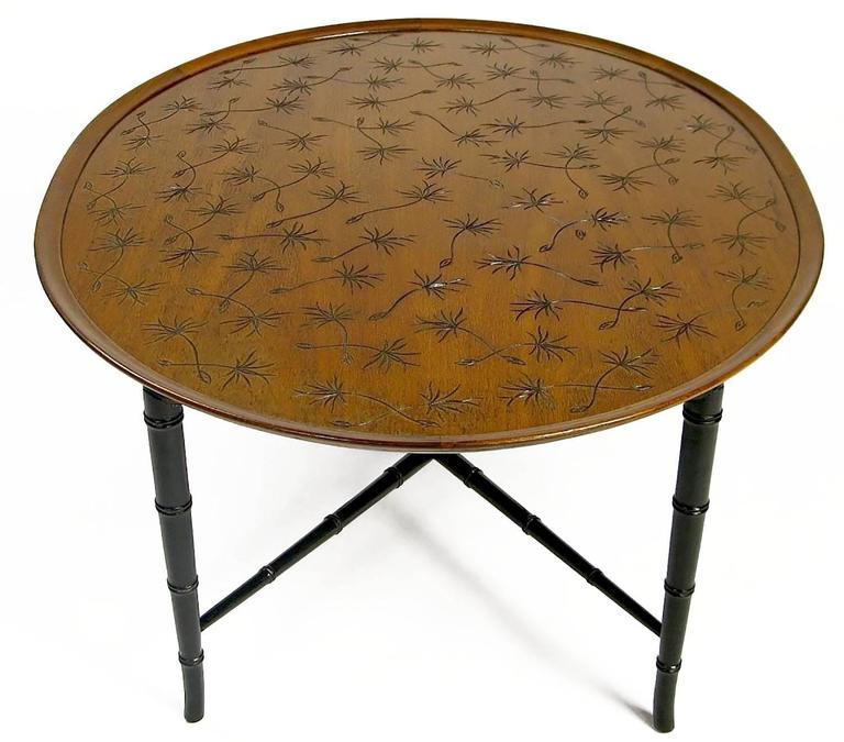Kittinger Tray Coffee Table with Incised Thistledown Design For Sale at
