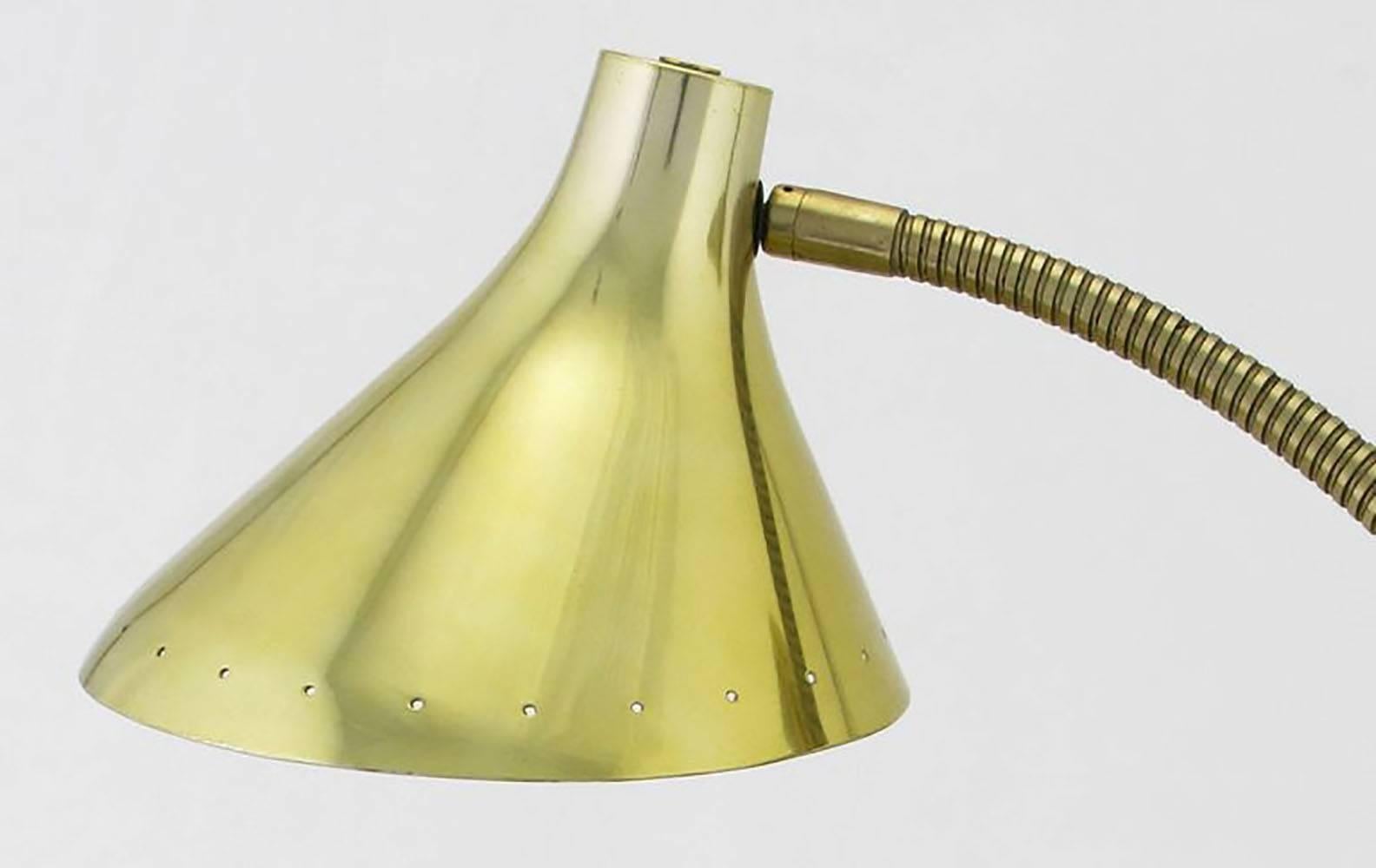 Anodized Laurel Brass Twin-Light Desk Lamp For Sale